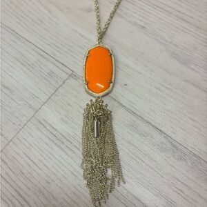 Kendra Scott Gold Necklace with Orange Pendant